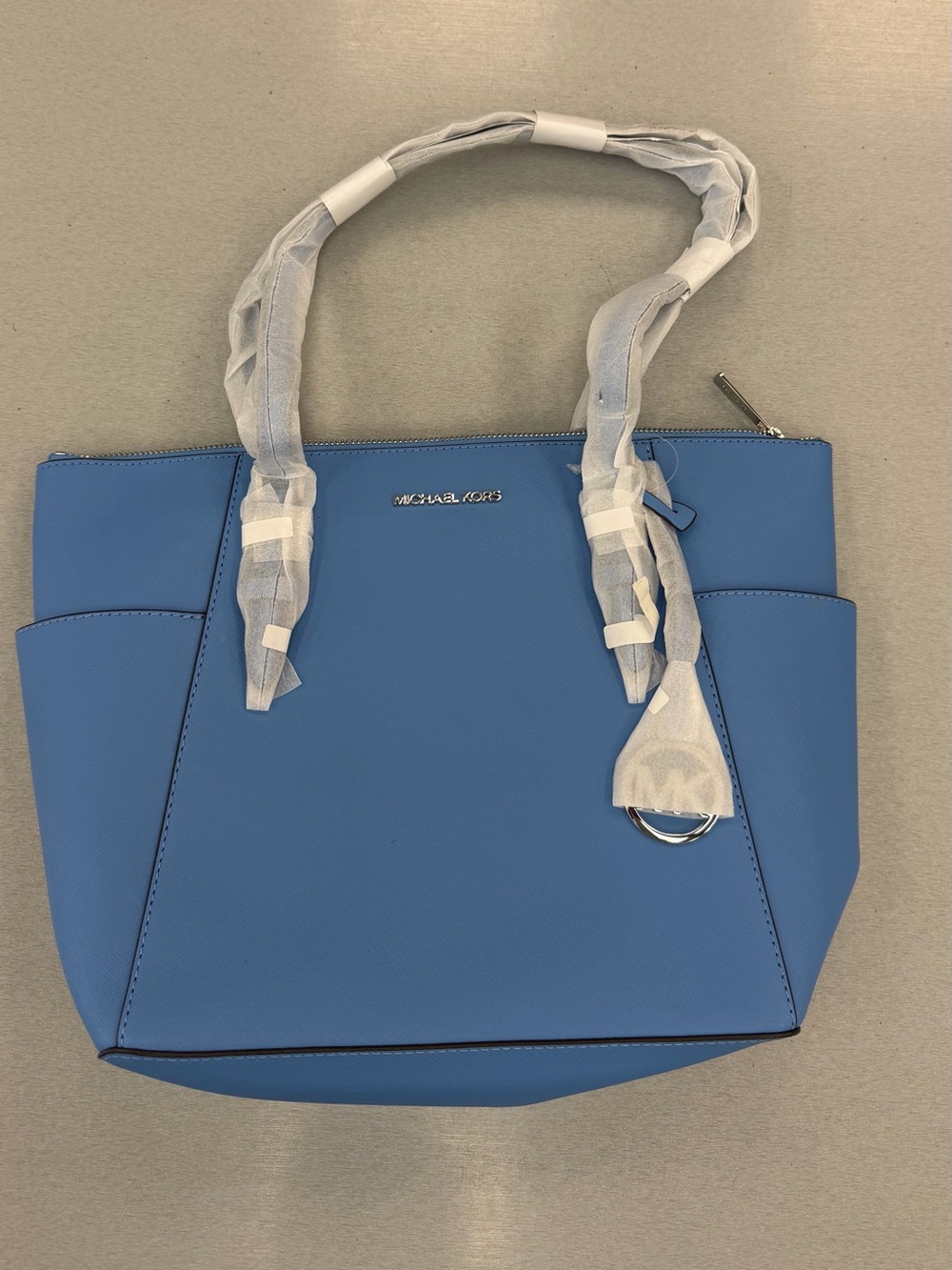 Michael Kors Blue Saffiano Shoulder Bag - Picture 1 of 8